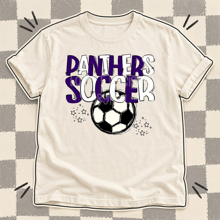 Panthers Purple White Team Go Soccer Mascots DTF transfer mockup