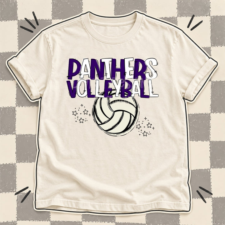 Panthers Purple White Team Go Volleyball Mascots DTF transfer mockup