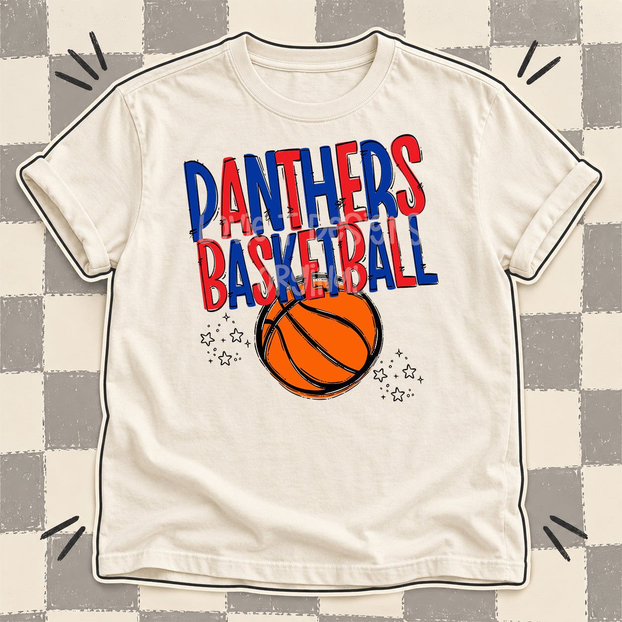 Team Go Basketball Mascots Panthers Royal Blue Red design