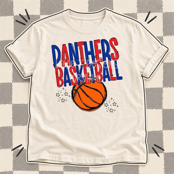 Panthers Royal Blue Red Team Go Basketball Mascots DTF transfer