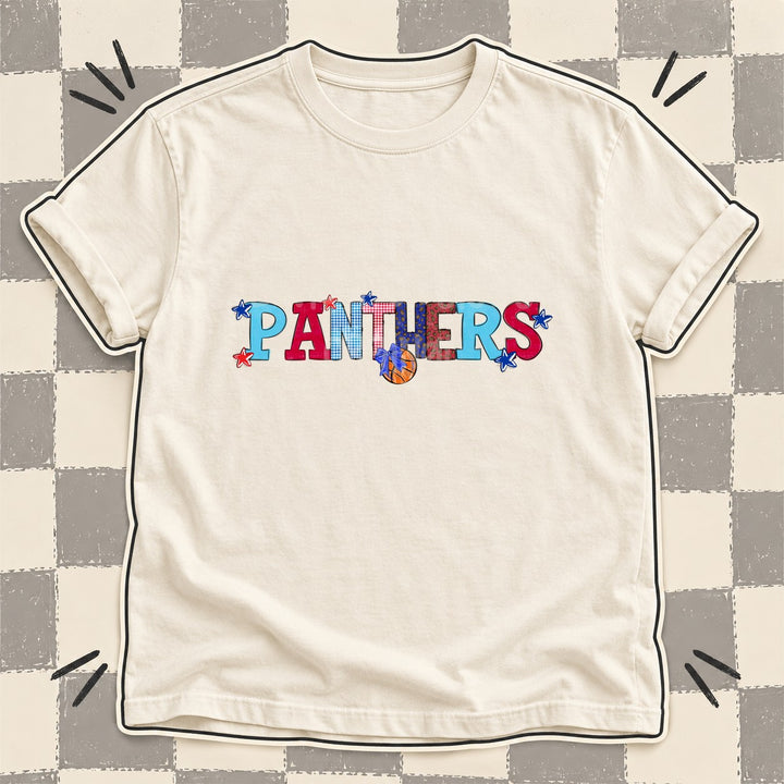 Panthers Royal Blue Red Mixed Doodle Basketball Mascots – Mascot Colors DTF transfer mockup