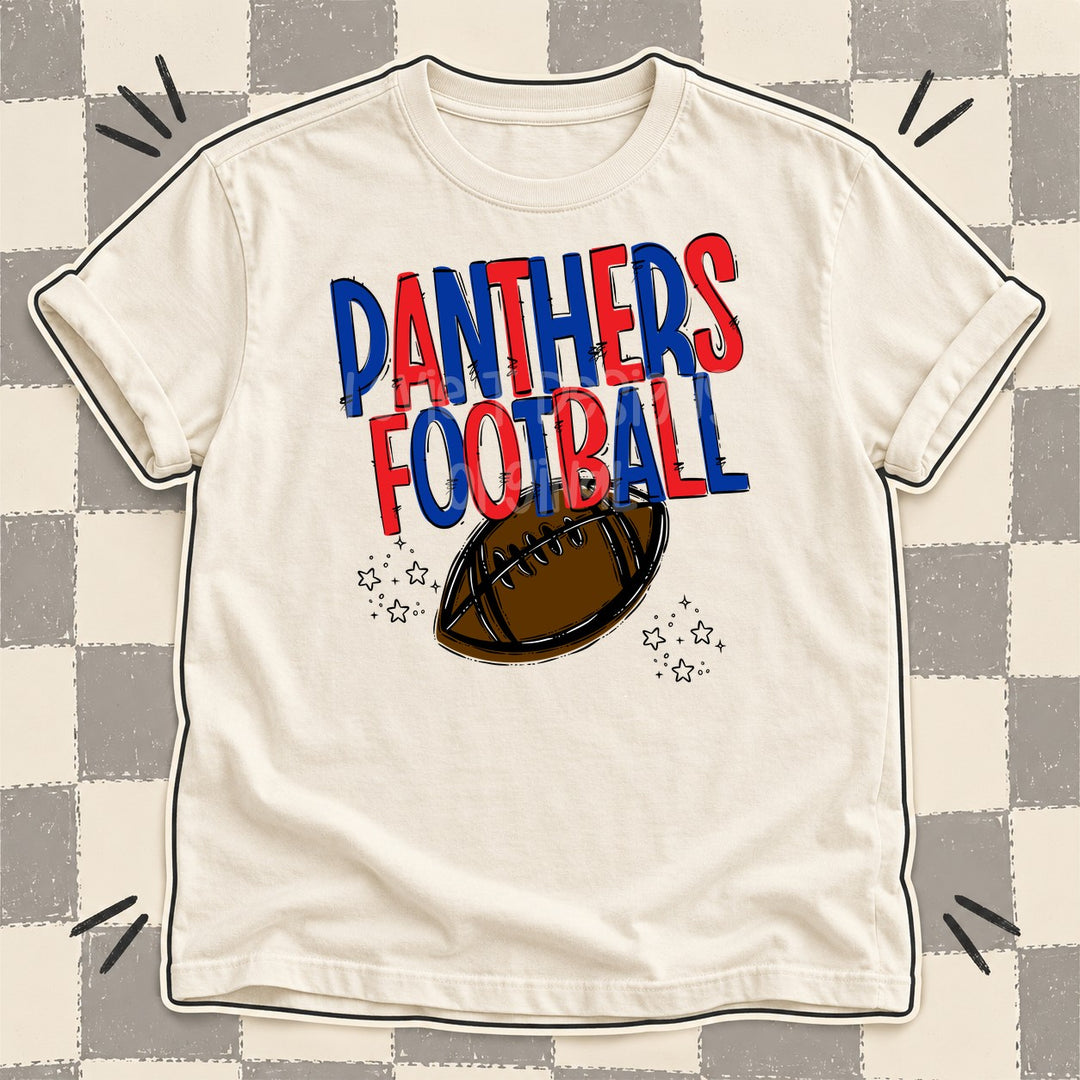 Panthers Royal Blue Red Team Go Football Mascots DTF transfer mockup