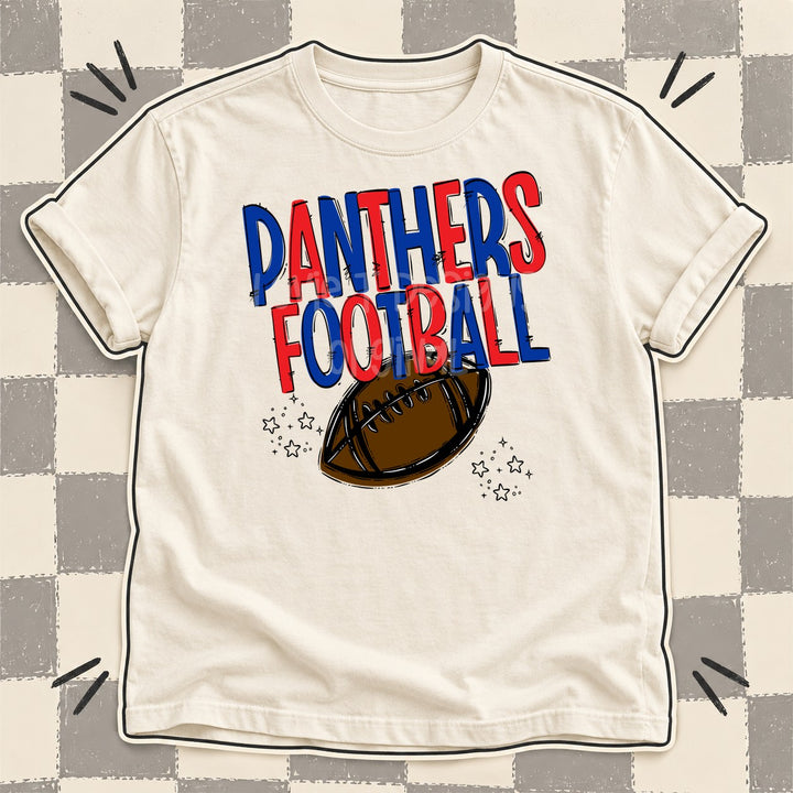 Panthers Royal Blue Red Team Go Football Mascots DTF transfer mockup