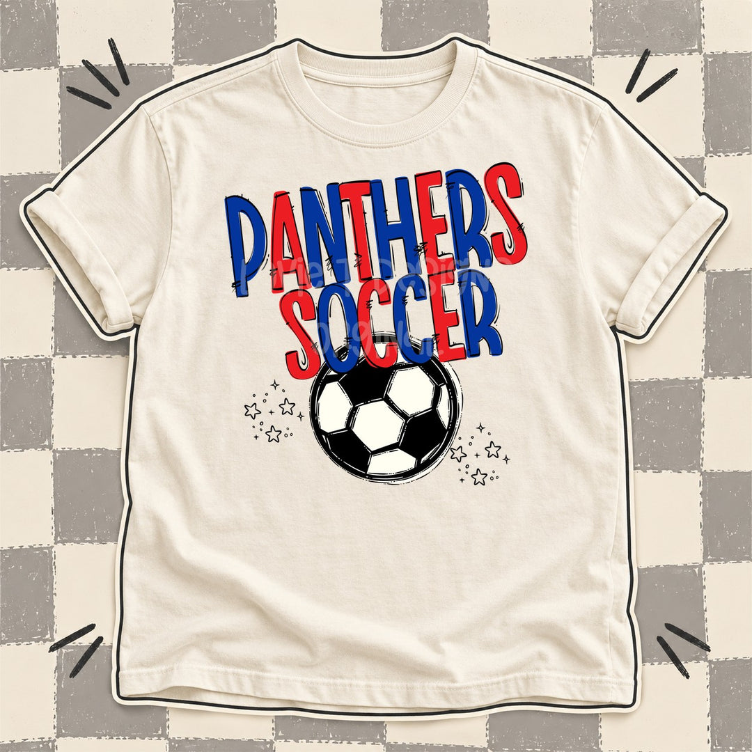 Panthers Royal Blue Red Team Go Soccer Mascots DTF transfer mockup