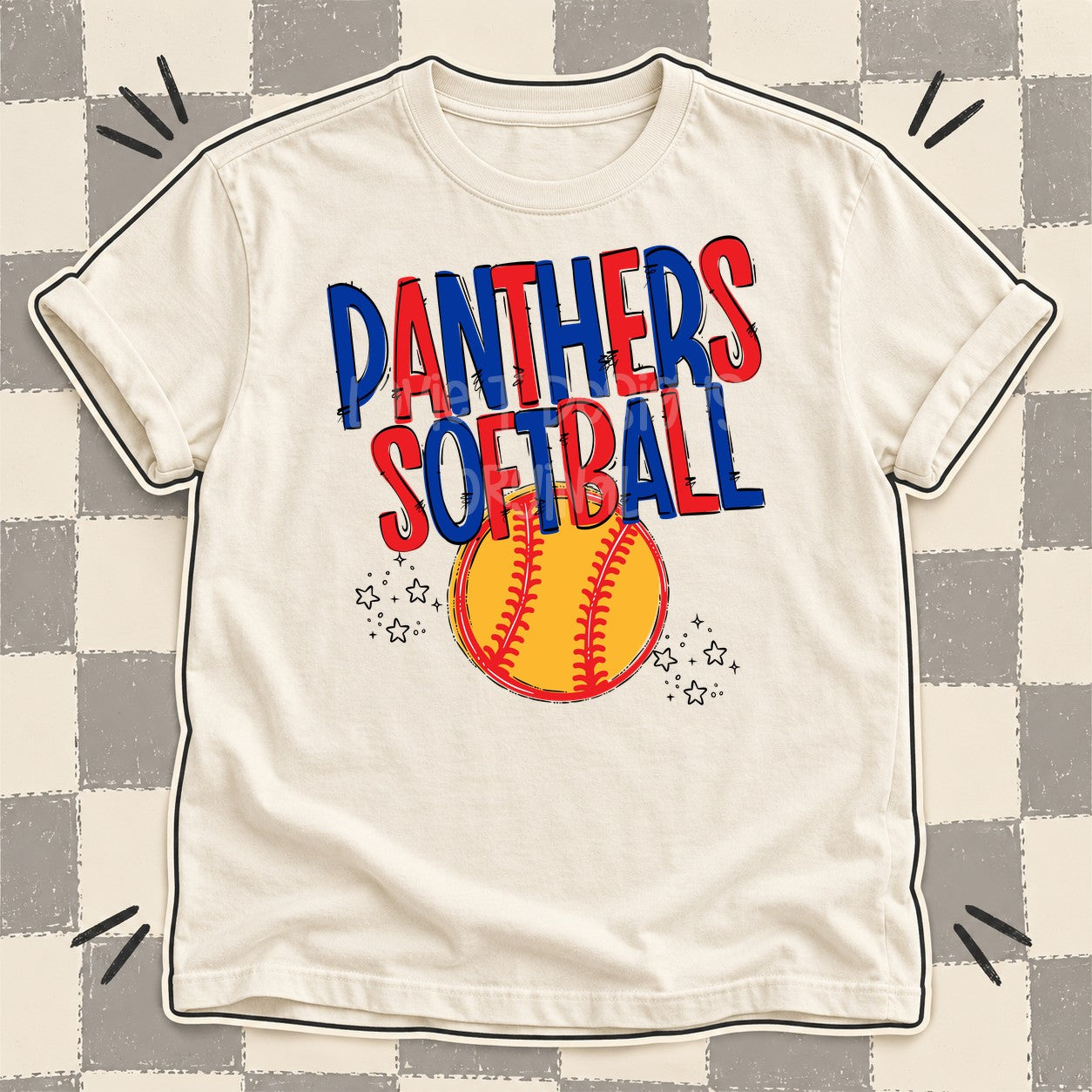 Team Go Softball Mascots Panthers Royal Blue Red design