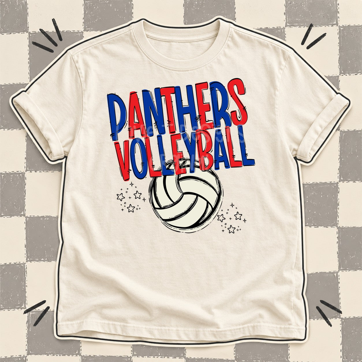 Team Go Volleyball Mascots Panthers Royal Blue Red design