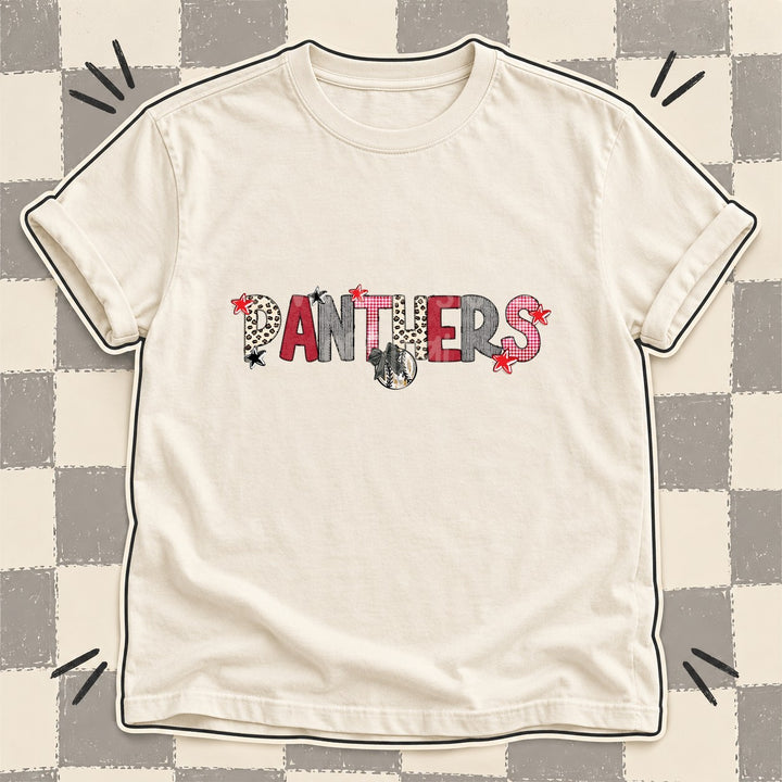 Panthers Mixed Doodle Baseball Mascots – Stitched Ballpark DTF transfer mockup