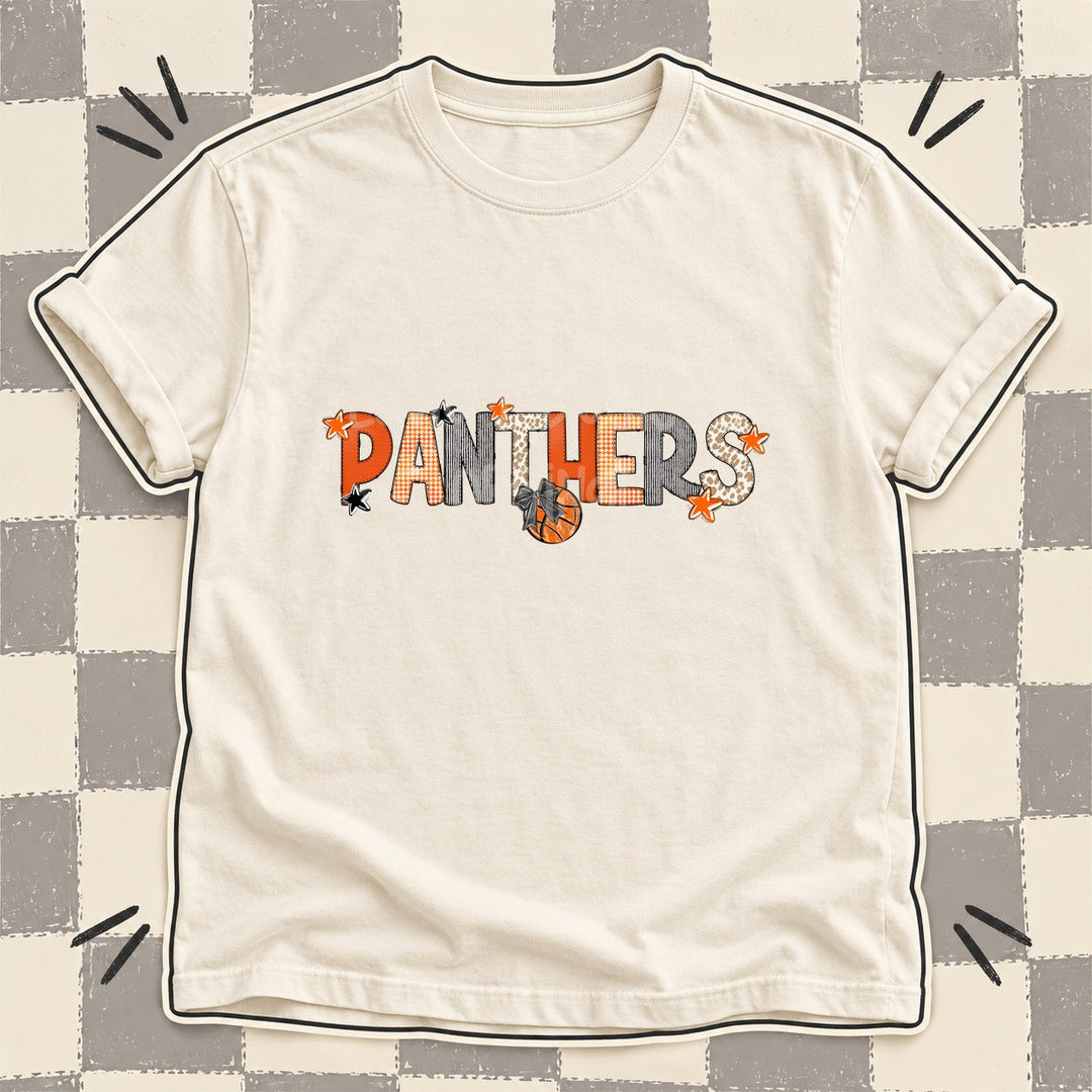 Panthers Mixed Doodle Basketball Mascots – Hoops Houndstooth DTF transfer mockup