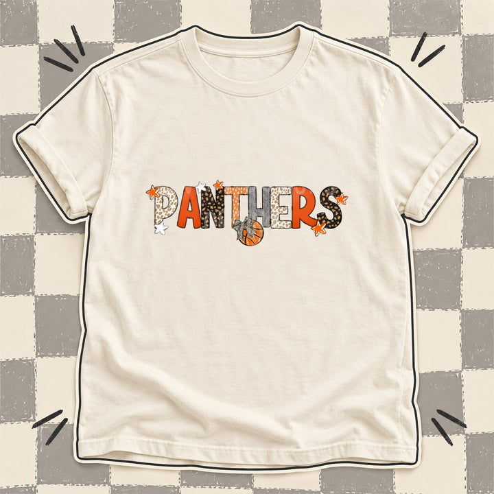 Panthers Mixed Doodle Basketball Mascots – Orange and Brown DTF transfer mockup