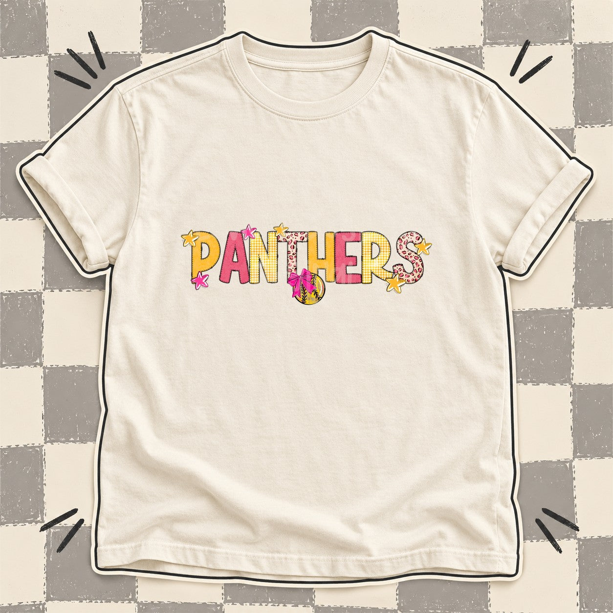 Mixed Doodle Softball Mascots – Stitched Softball Panthers design