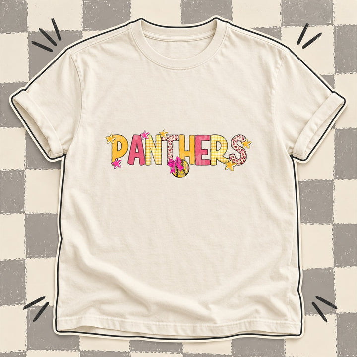 Panthers Mixed Doodle Softball Mascots – Stitched Softball DTF transfer mockup
