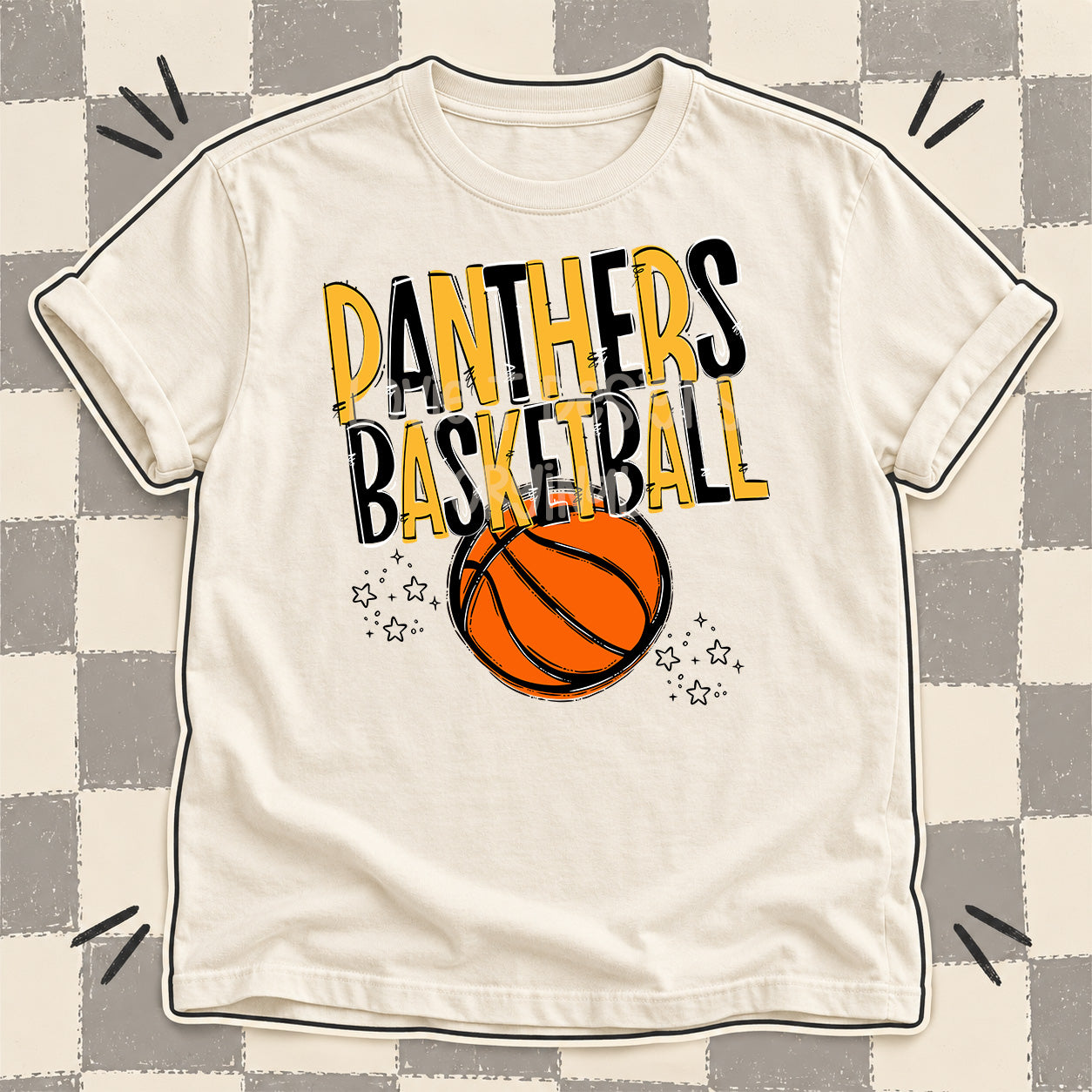 Team Go Basketball Mascots Panthers Yellow Gold Black design