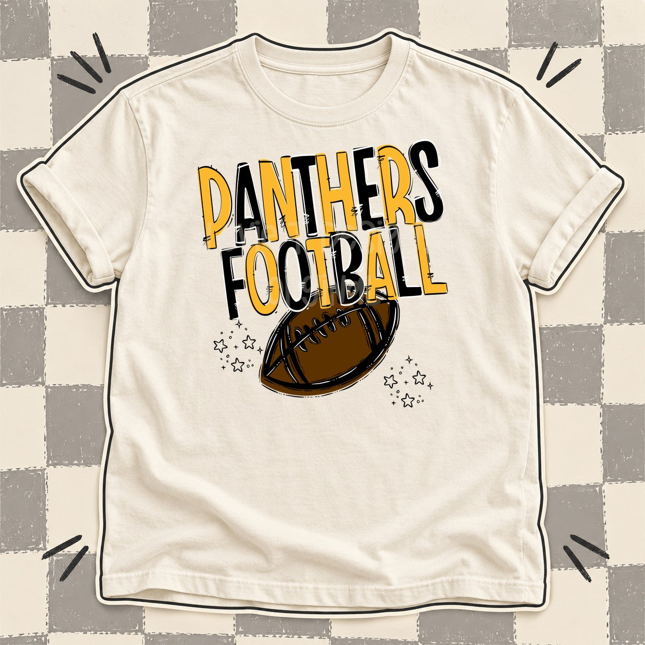 Team Go Football Mascots Panthers Yellow Gold Black design