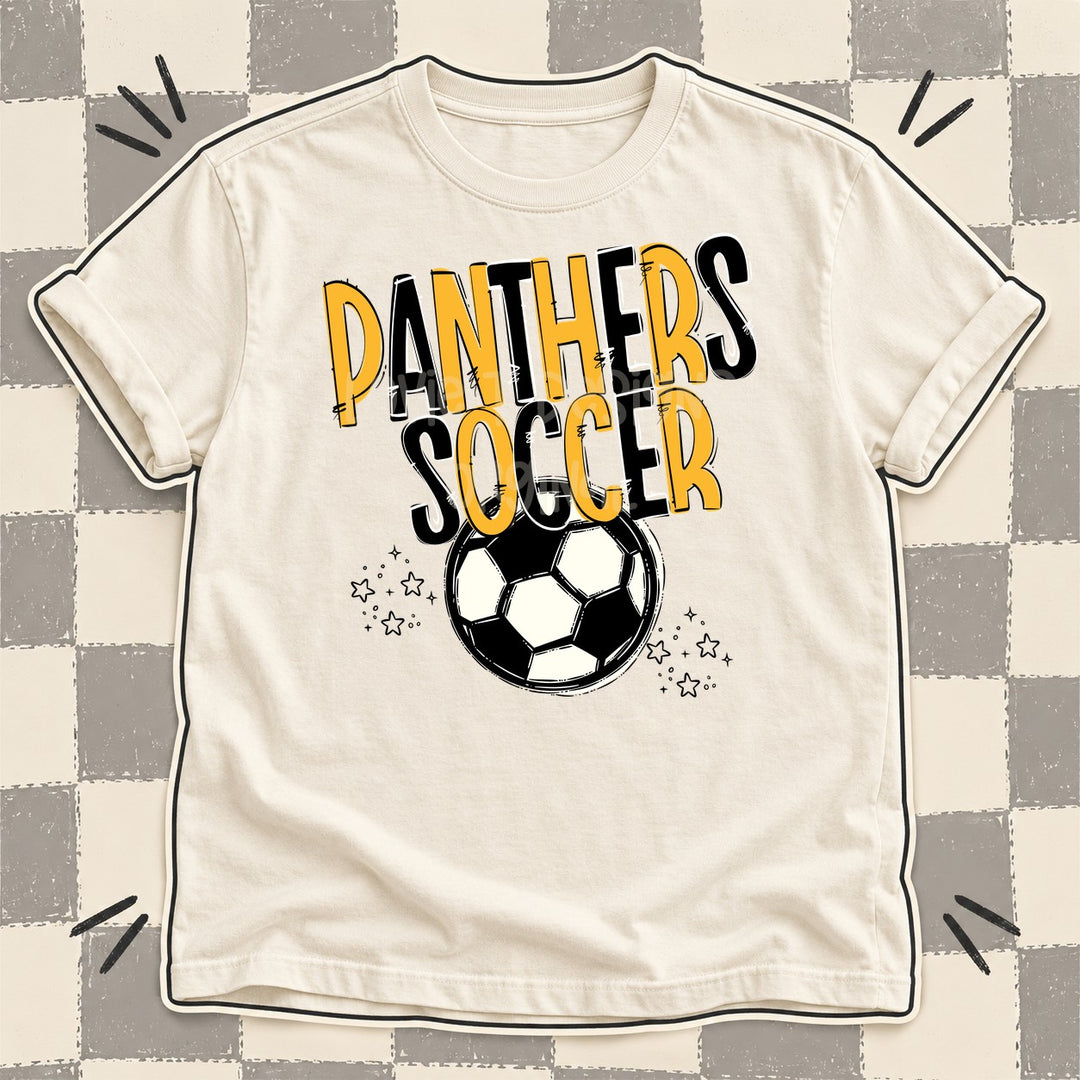 Panthers Yellow Gold Black Team Go Soccer Mascots DTF transfer mockup