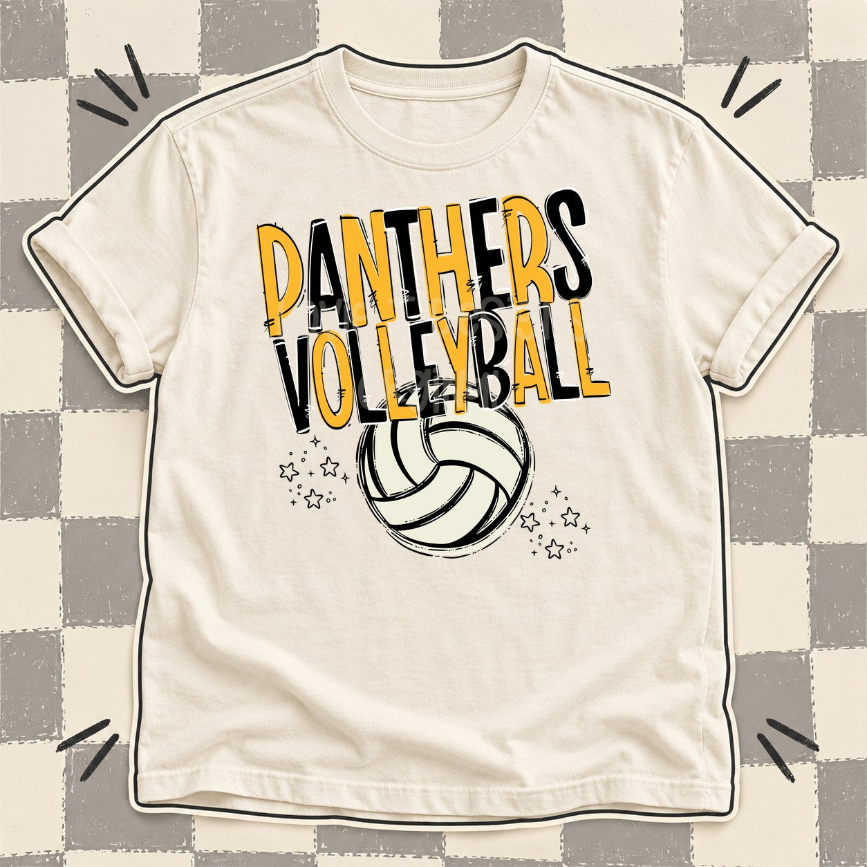 Team Go Volleyball Mascots Panthers Yellow Gold Black design
