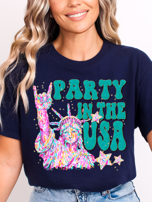 Party in the USA DTF transfer design