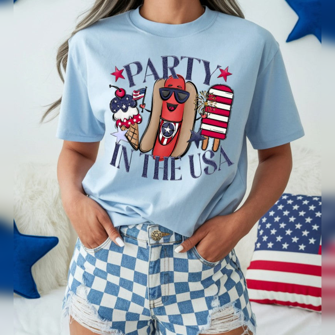 Party in the USA Hotdog – DTF Transfer