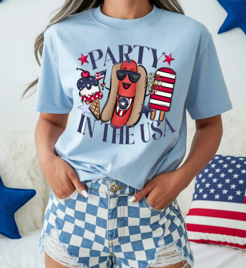 Party in the USA Hotdog DTF transfer design – image 1