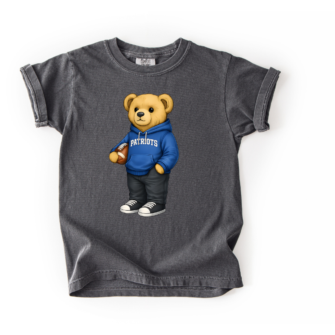 Patriots Football Bear Blue Hoodie – DTF Transfer