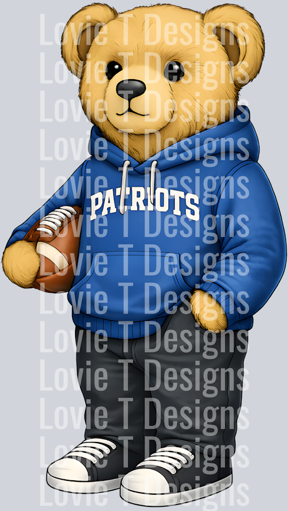 PATRIOTS FOOTBALL BEAR BLUE HOODIE