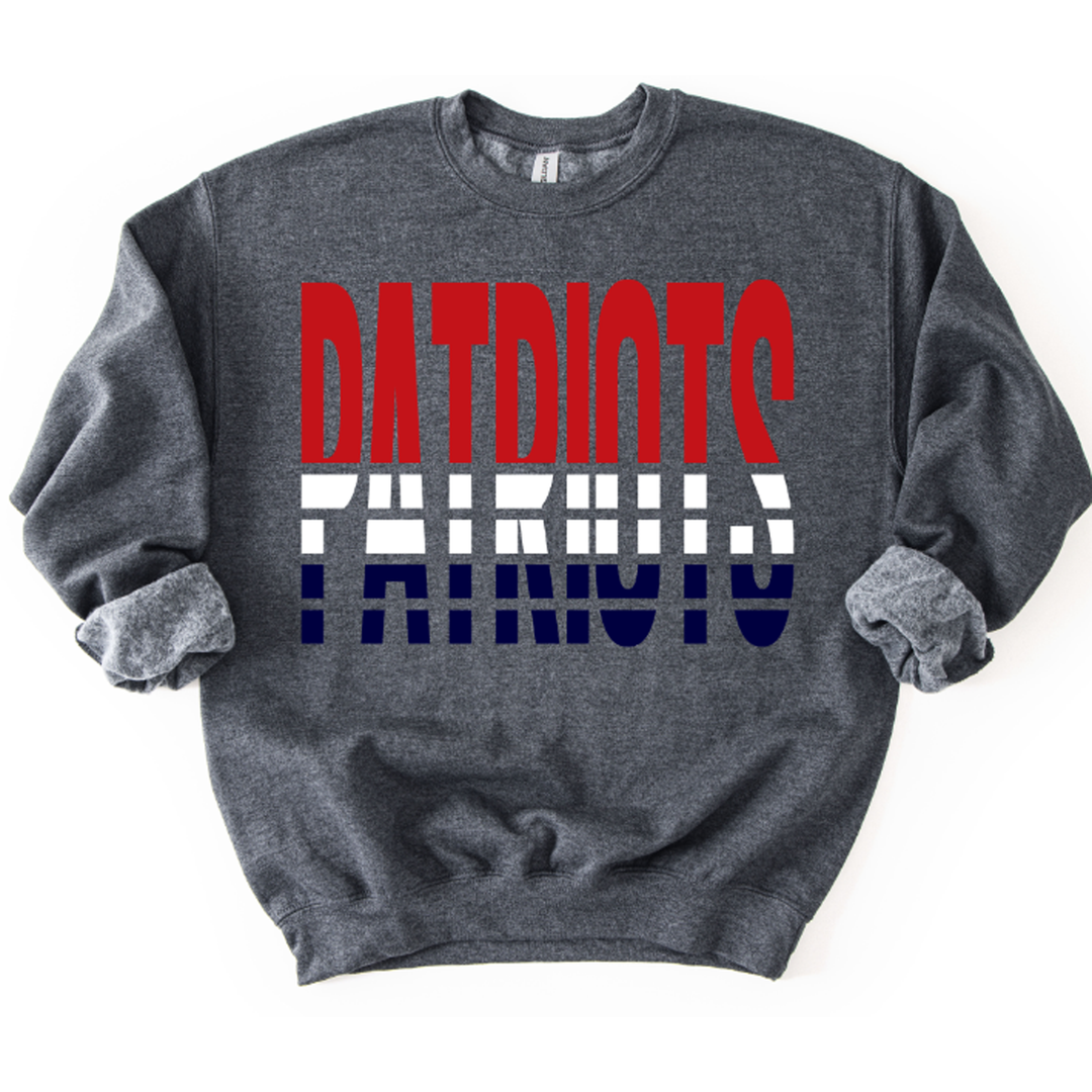 Patriots Red White and Navy Split Varsity Custom – DTF Transfer