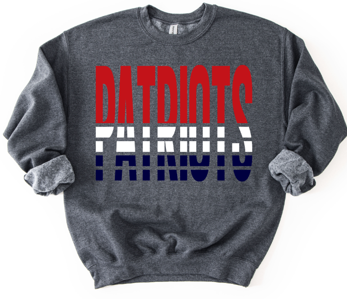 Patriots Red White and Navy Split Varsity Custom DTF transfer design – image 1