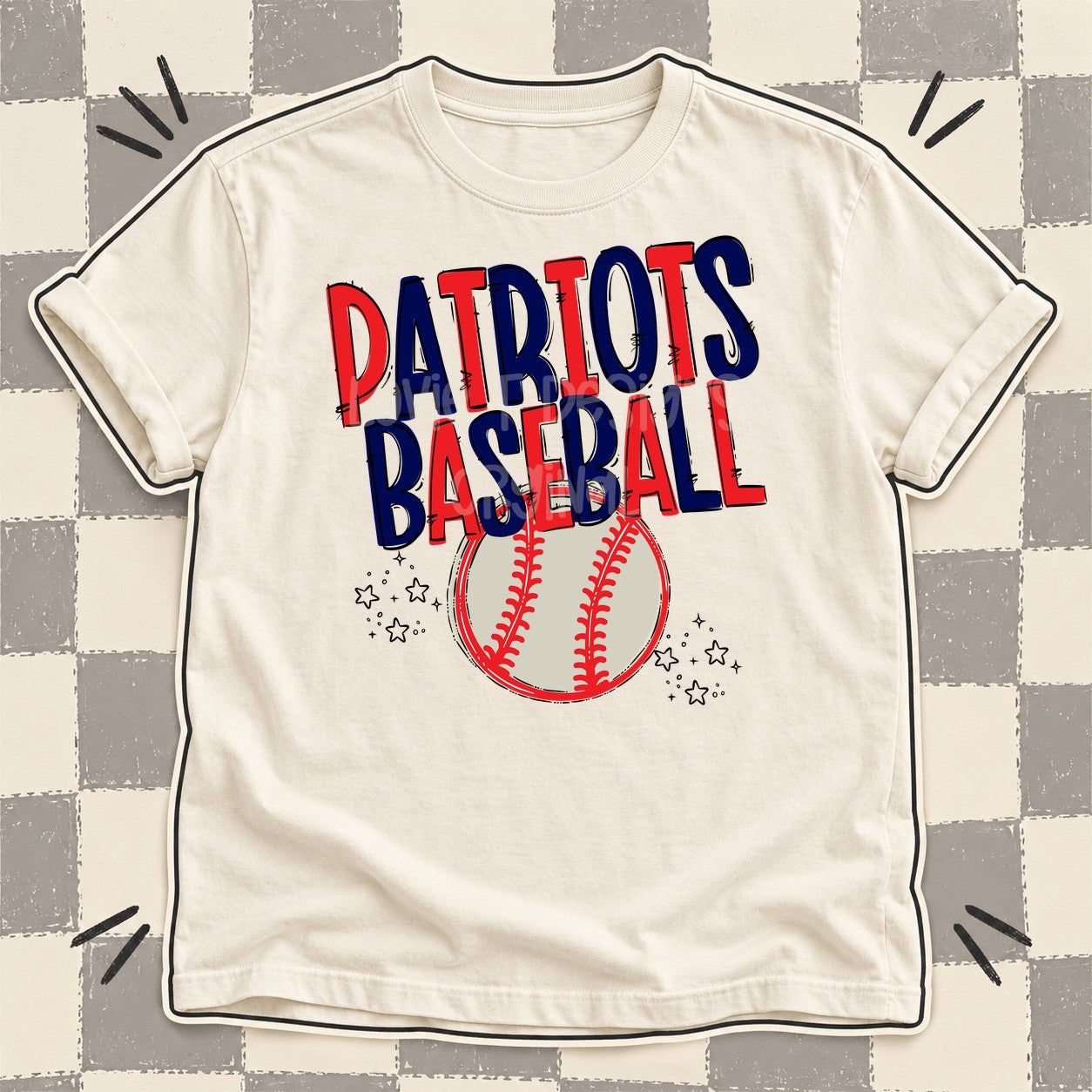 Team Go Baseball Mascots Patriots Red Navy design