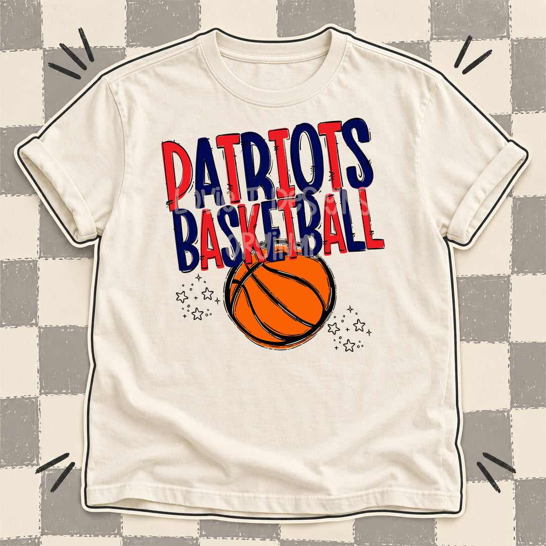 Patriots Red Navy Team Go Basketball Mascots DTF transfer