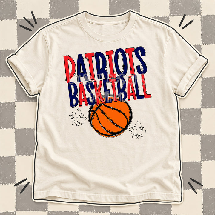 Patriots Red Navy Team Go Basketball Mascots DTF transfer
