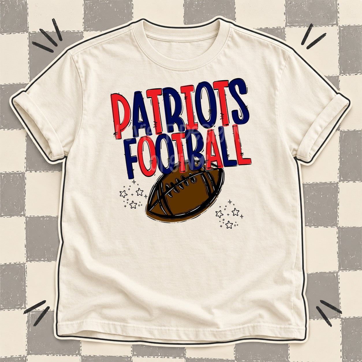 Team Go Football Mascots Patriots Red Navy design
