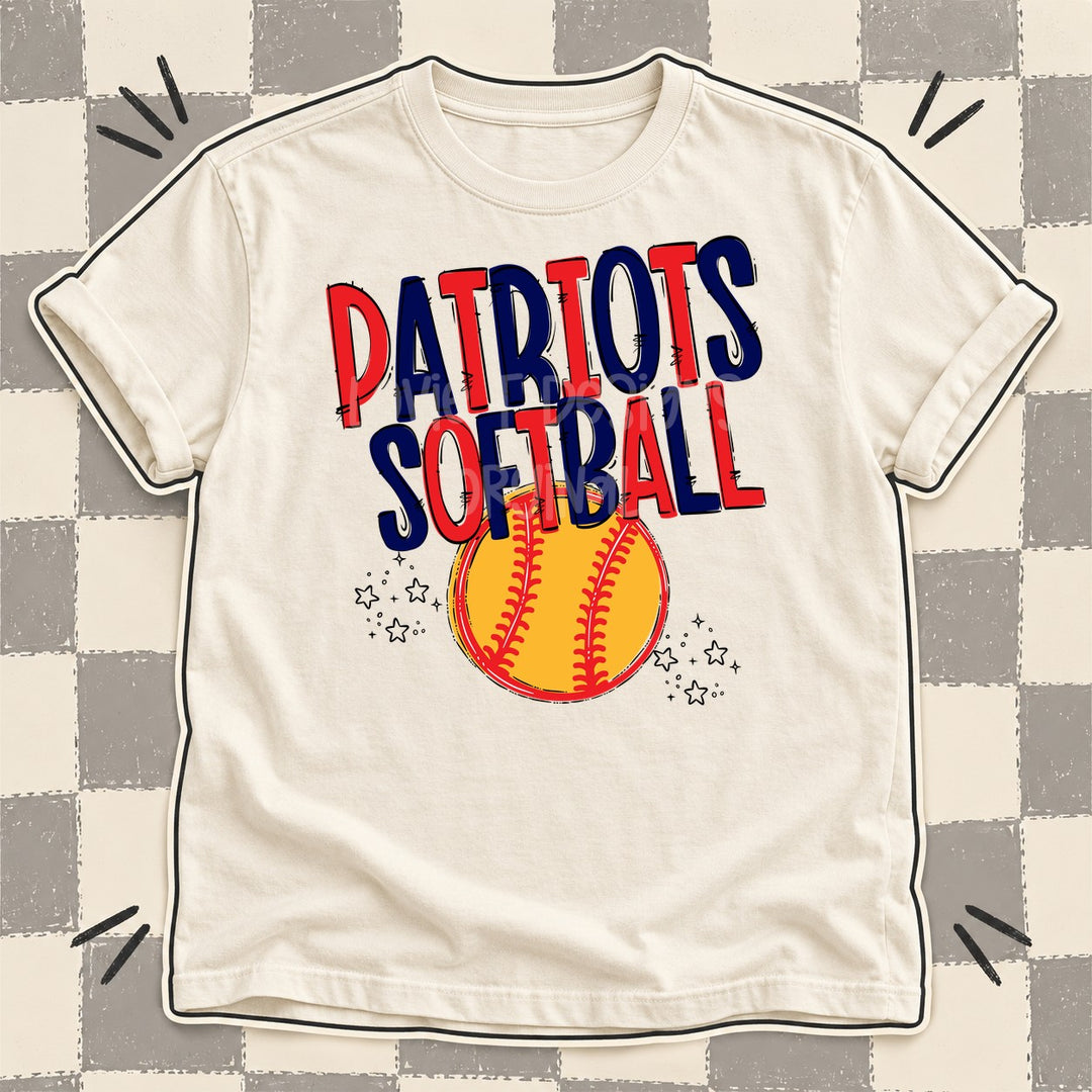 Patriots Red Navy Team Go Softball Mascots DTF transfer mockup