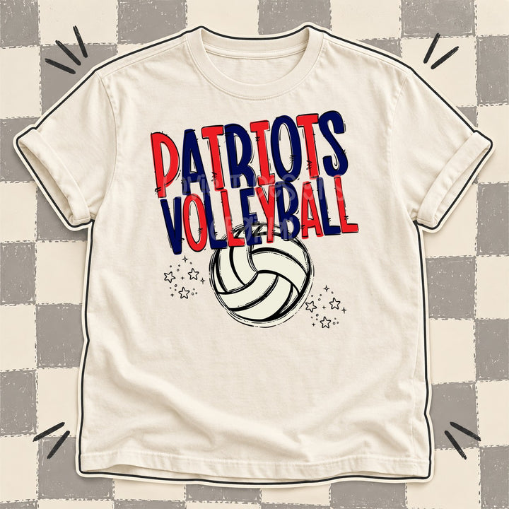 Patriots Red Navy Team Go Volleyball Mascots DTF transfer mockup
