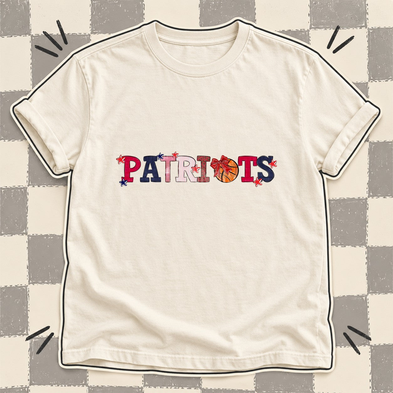 Mixed Doodle Basketball Mascots – Mascot Colors Patriots Red Navy White design