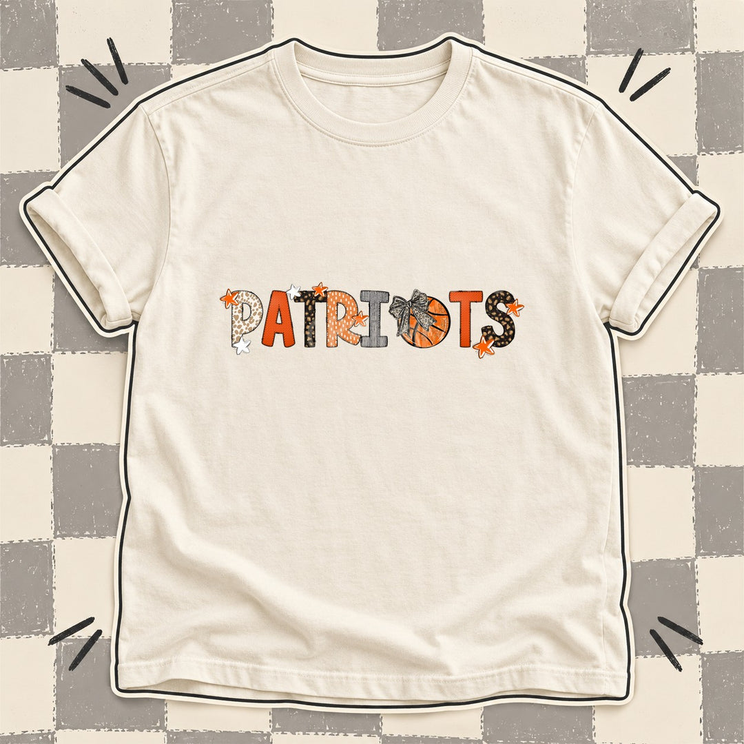 Patriots Mixed Doodle Basketball Mascots – Orange and Brown DTF transfer mockup