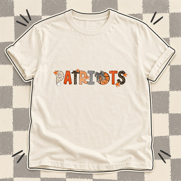 Patriots Mixed Doodle Basketball Mascots – Orange and Brown DTF transfer mockup