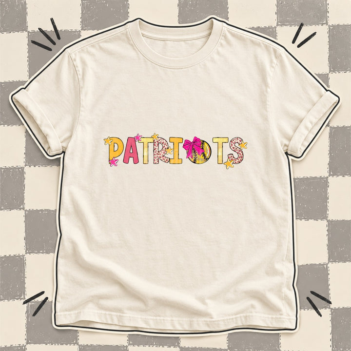 Patriots Mixed Doodle Softball Mascots – Stitched Softball DTF transfer mockup