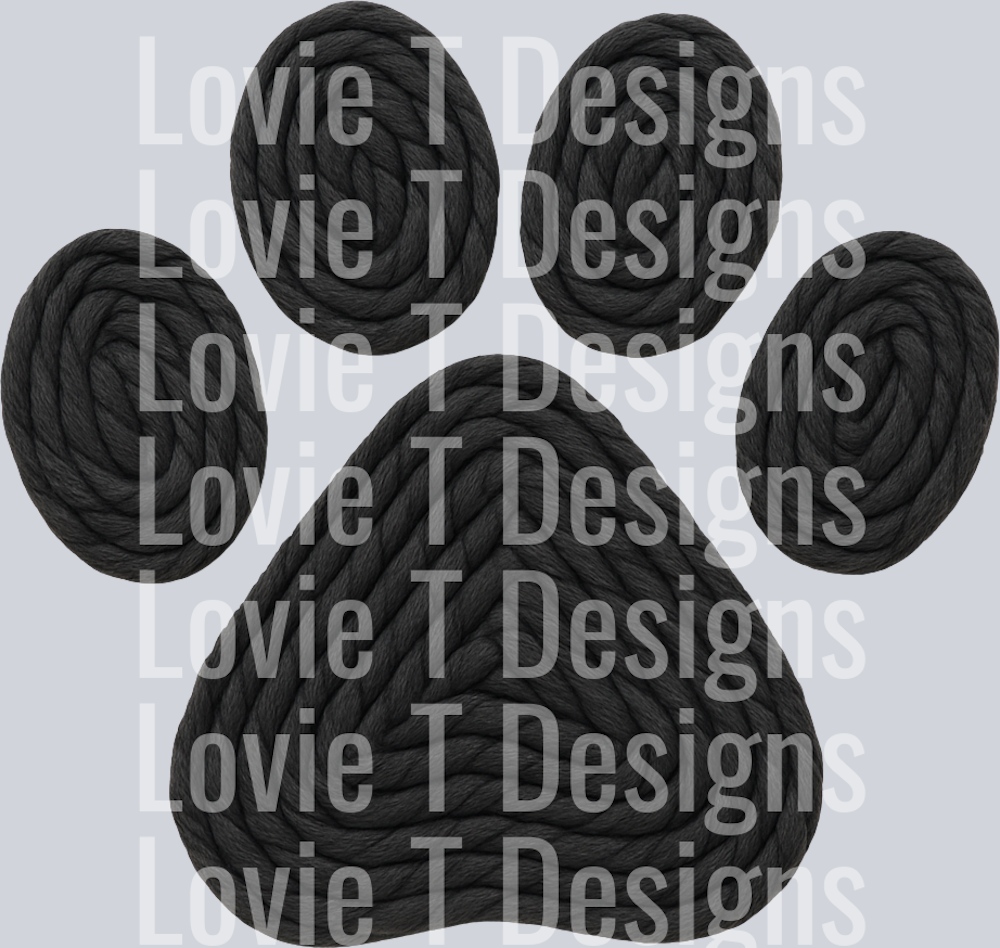 paw print black yarn