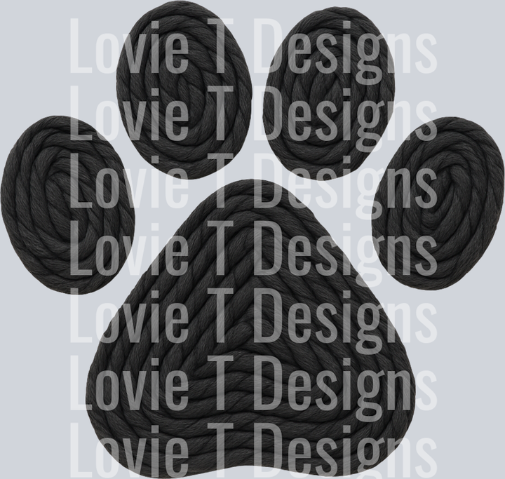 paw print black yarn