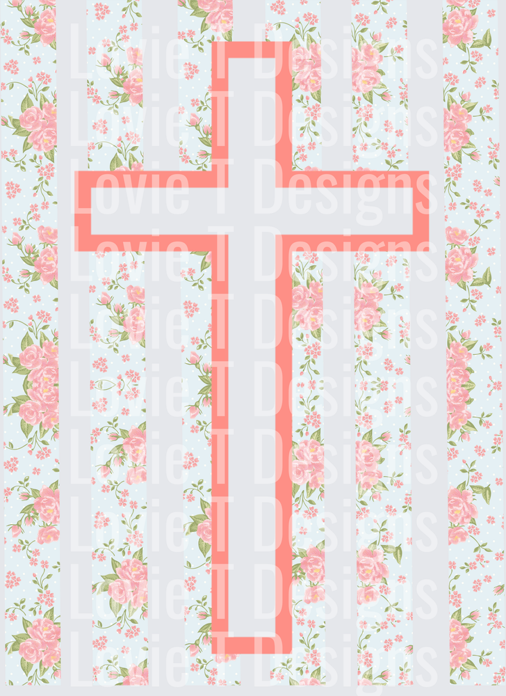 Peach Cross DTF transfer design