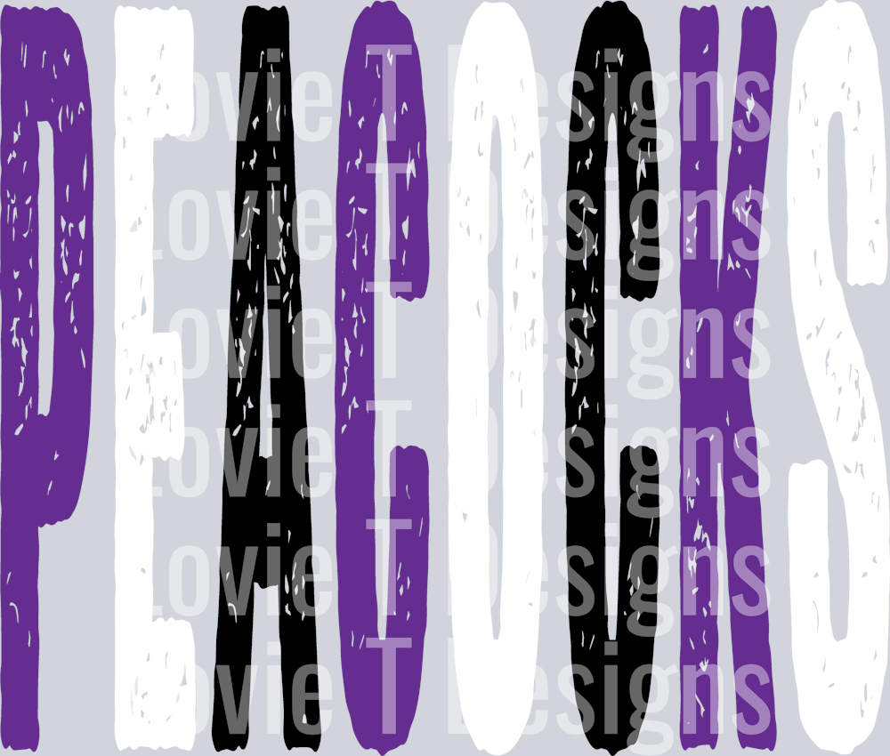 PEACOCKS GRUNGE MASCOT PURPLE WHITE AND BLACK