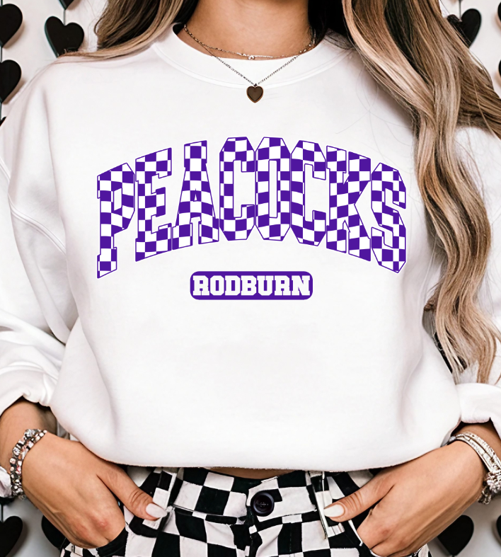 PEACOCKS RODBURN PURPLE CHECKERS