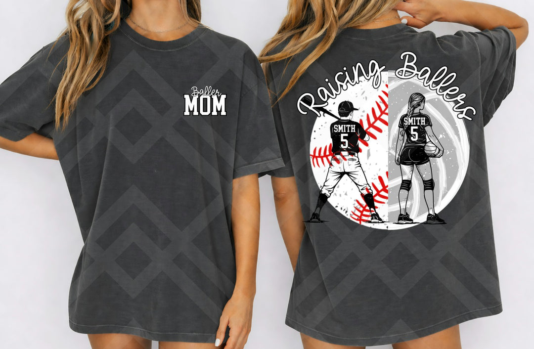 Raising Ballers Volleyball and Baseball customizable DTF transfer mockup