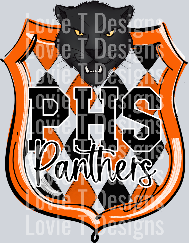 PHS PANTHERS ORANGE SCHOOL CREST MASCOTS MASTER