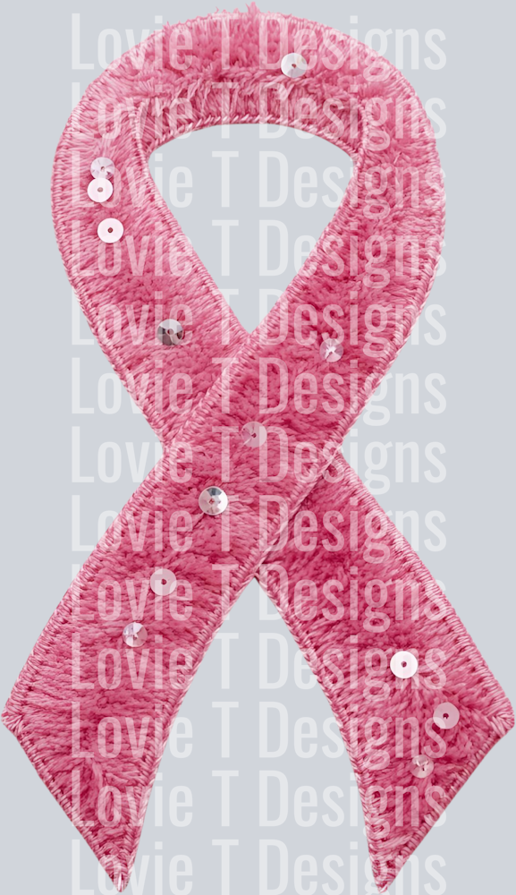 PINK CANCER RIBBON FAUX YARN