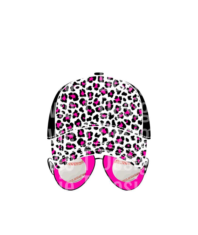 PINK LEOPARD MESSY BUN TBALL SISTER