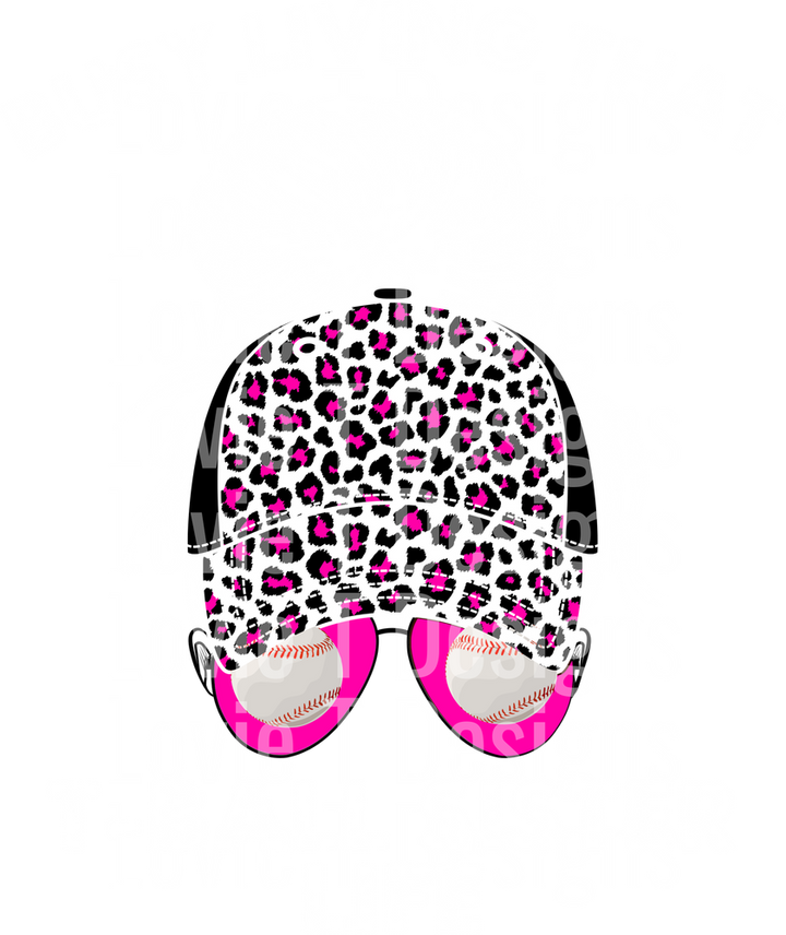 PINK LEOPARD MESSY BUN TBALL SISTER