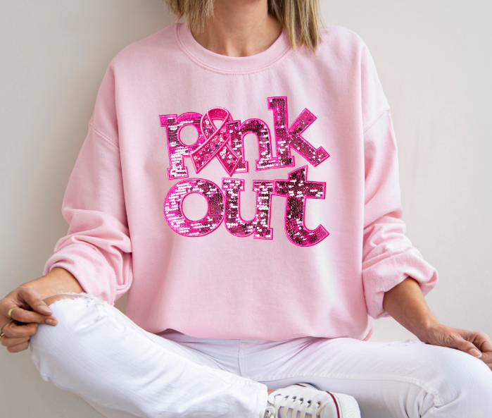 Pink Out Faux Embroidery DTF transfer design – image 1