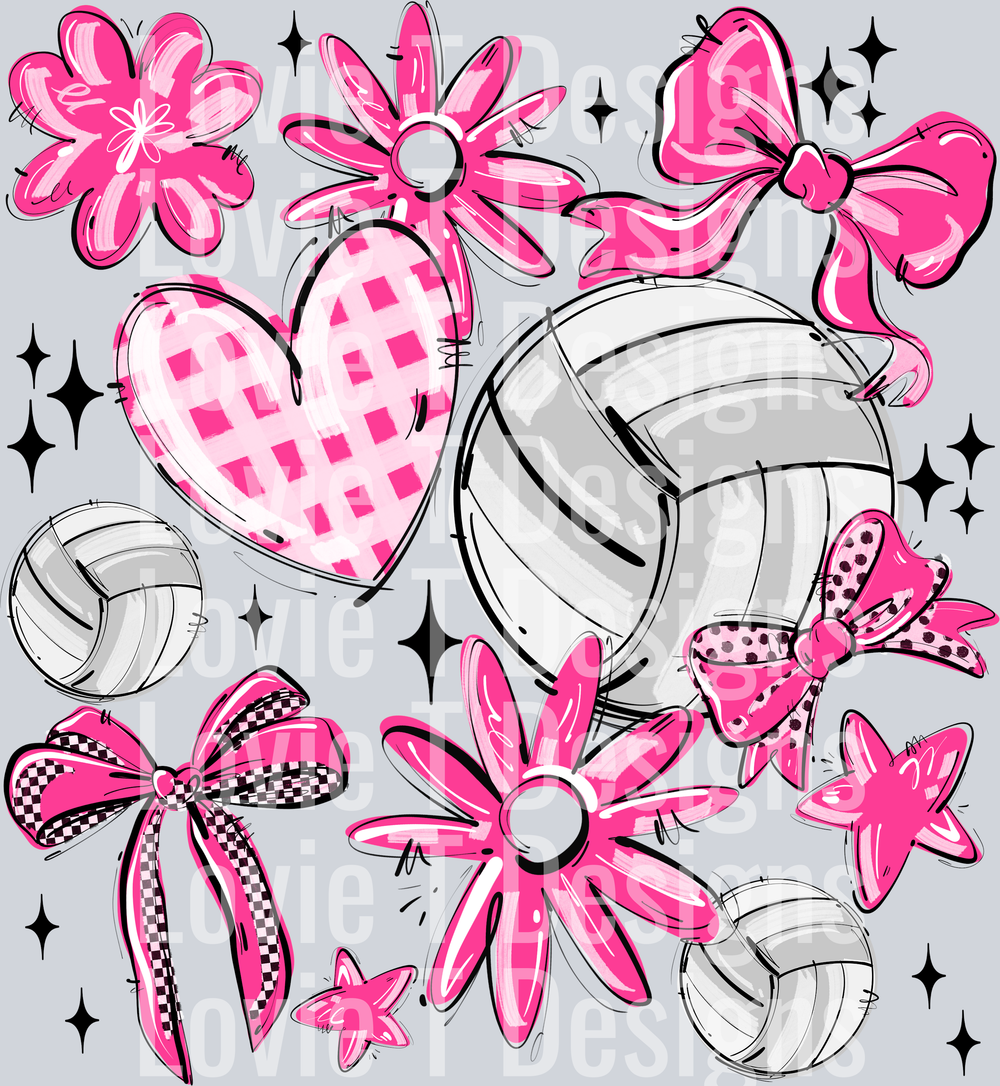 PINK PLAY BALL VOLLEYBALL COLLAGE