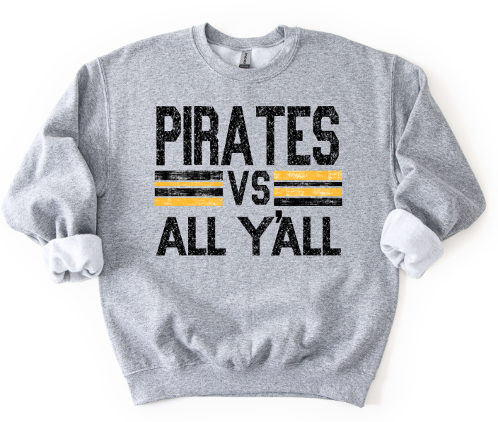Pirates Vs All Y'all Black and Yellow Gold DTF transfer design – image 1