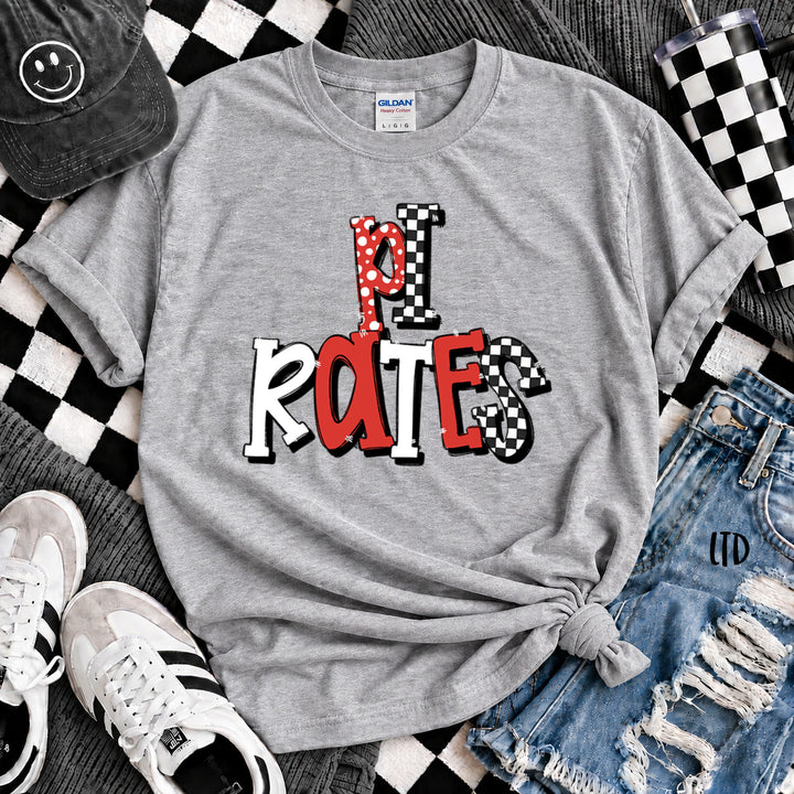 Pirates Red Black Dot Dot Check Mix Mascots DTF transfer mockup